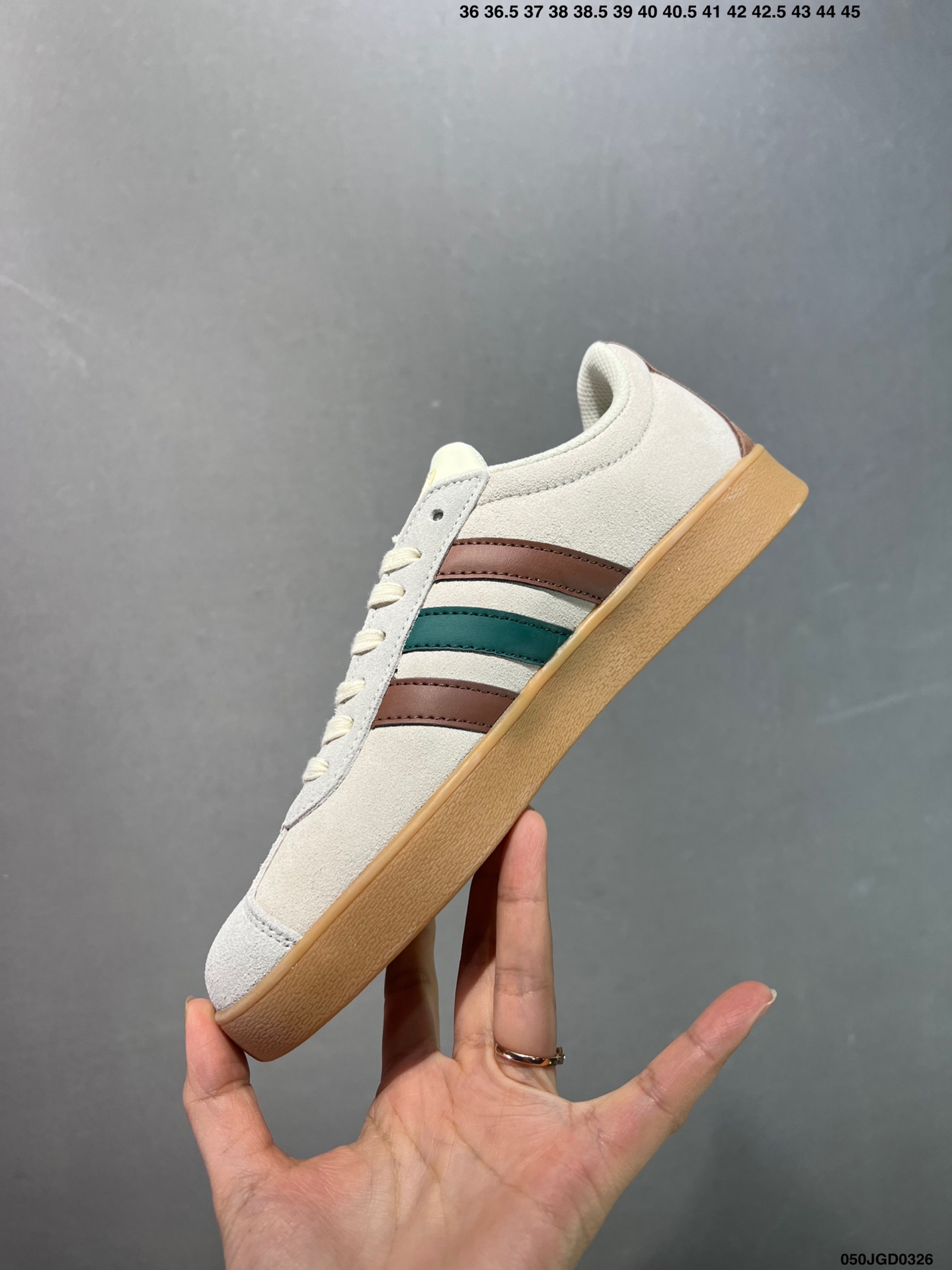 Adidas GAMETALKER Suede Low-Top — Cream / Brown / Green view 3