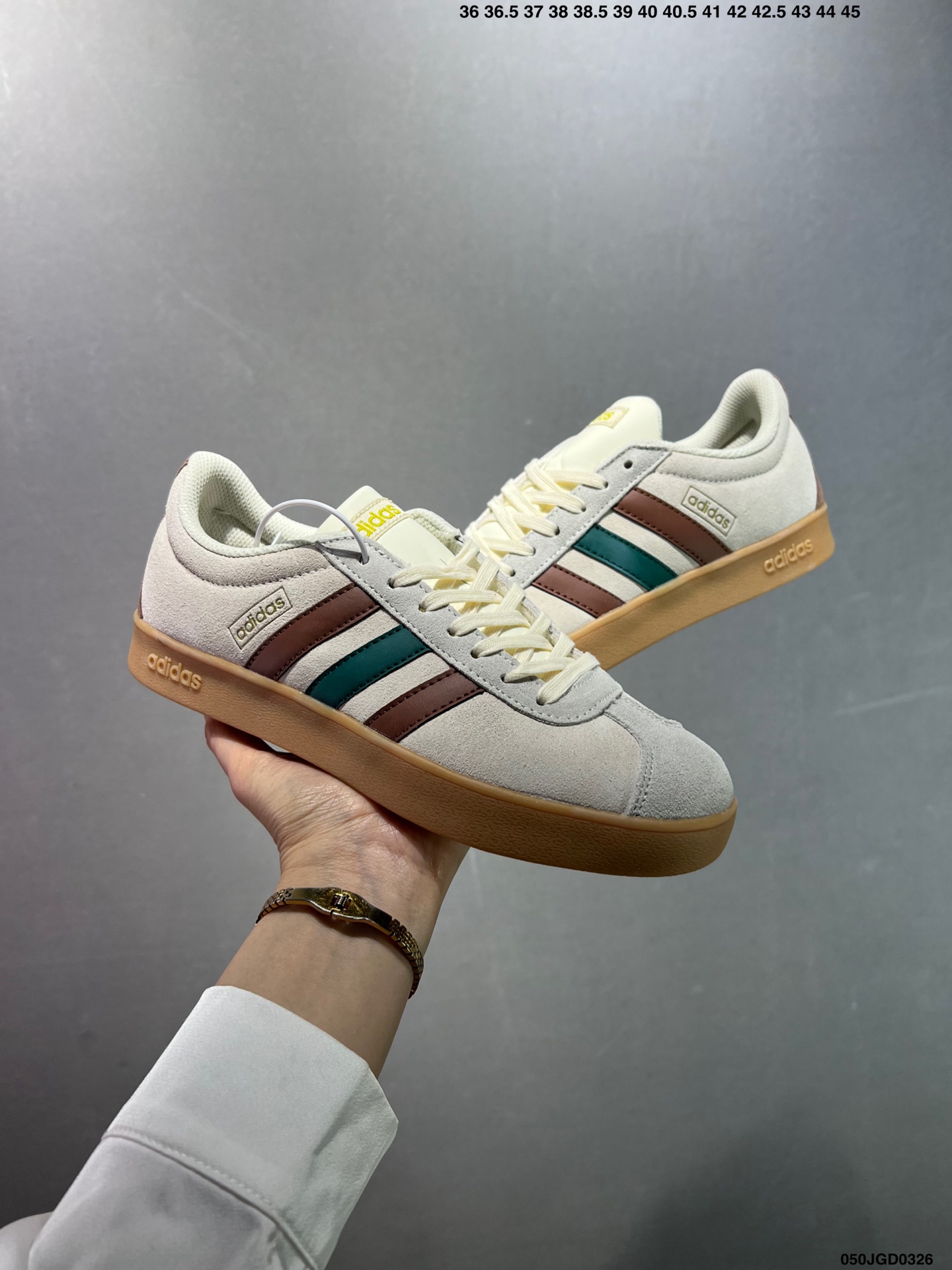 Adidas GAMETALKER Suede Low-Top — Cream / Brown / Green view 8