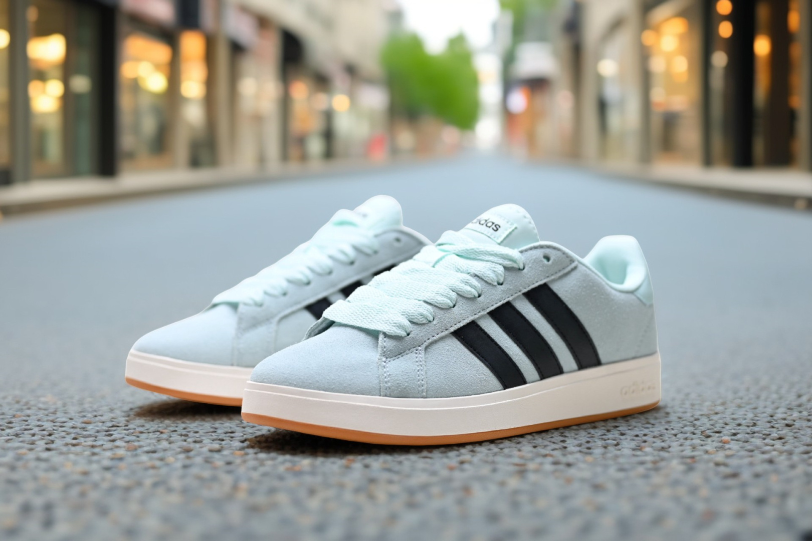 Adidas Grand Court Base 00S — Light Blue / Black view 4