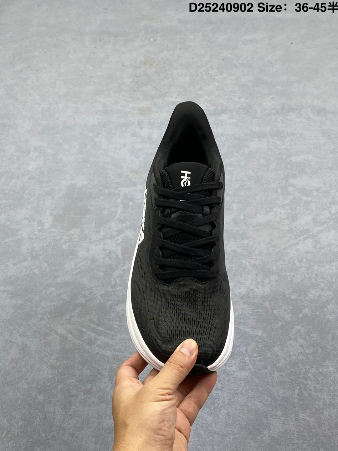 HOKA Clifton 11 — Black / White view 2