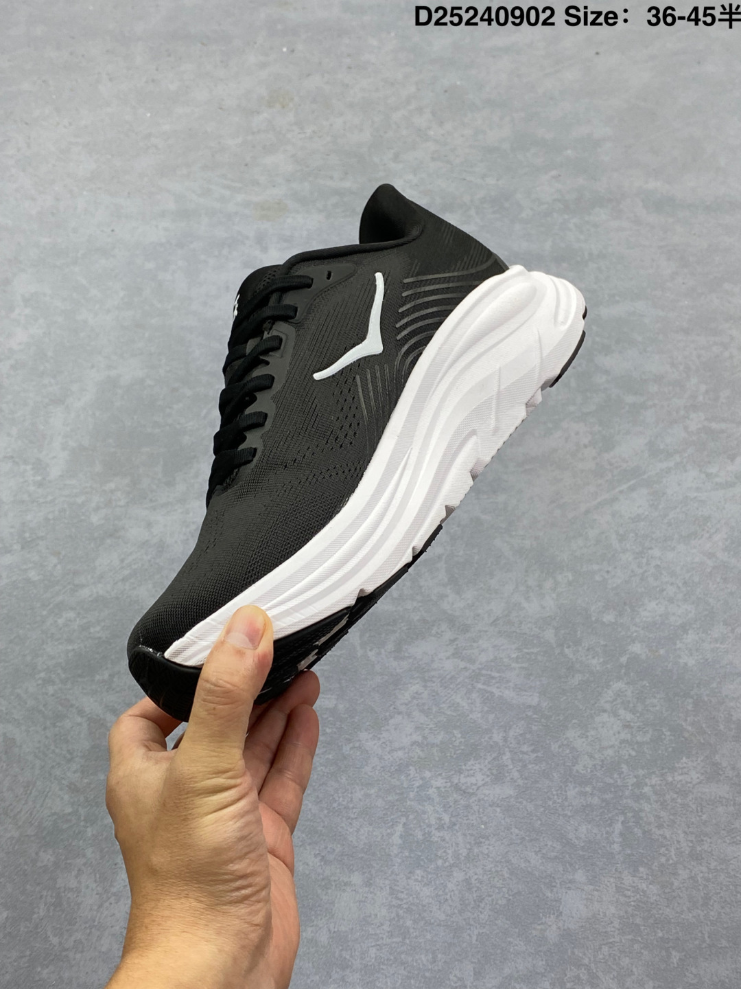 HOKA Clifton 11 — Black / White view 3