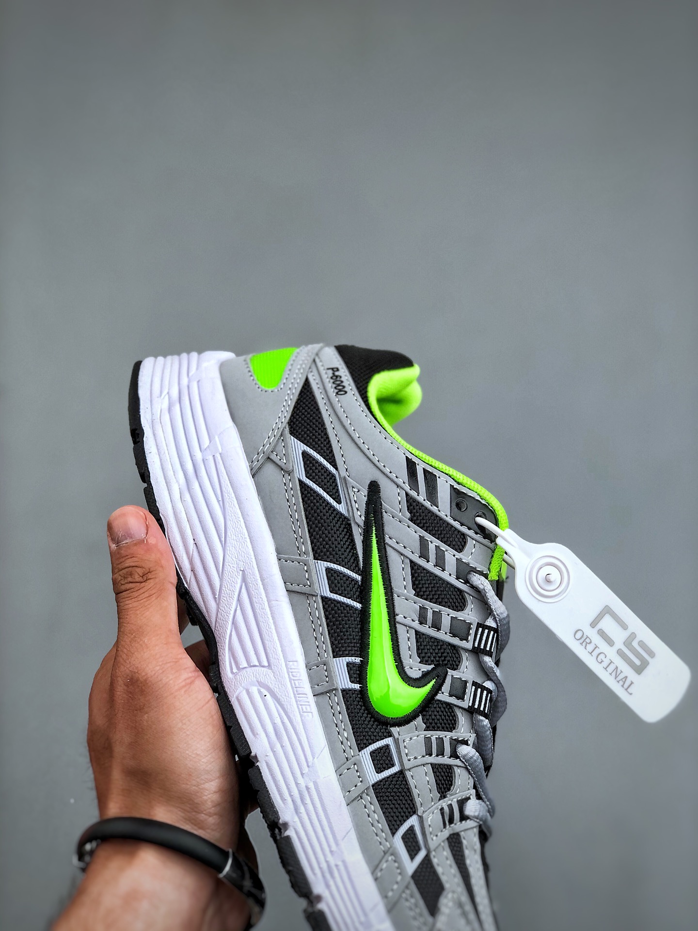 Nike P-6000 Retro Runner — Grey / Black / Neon view 6