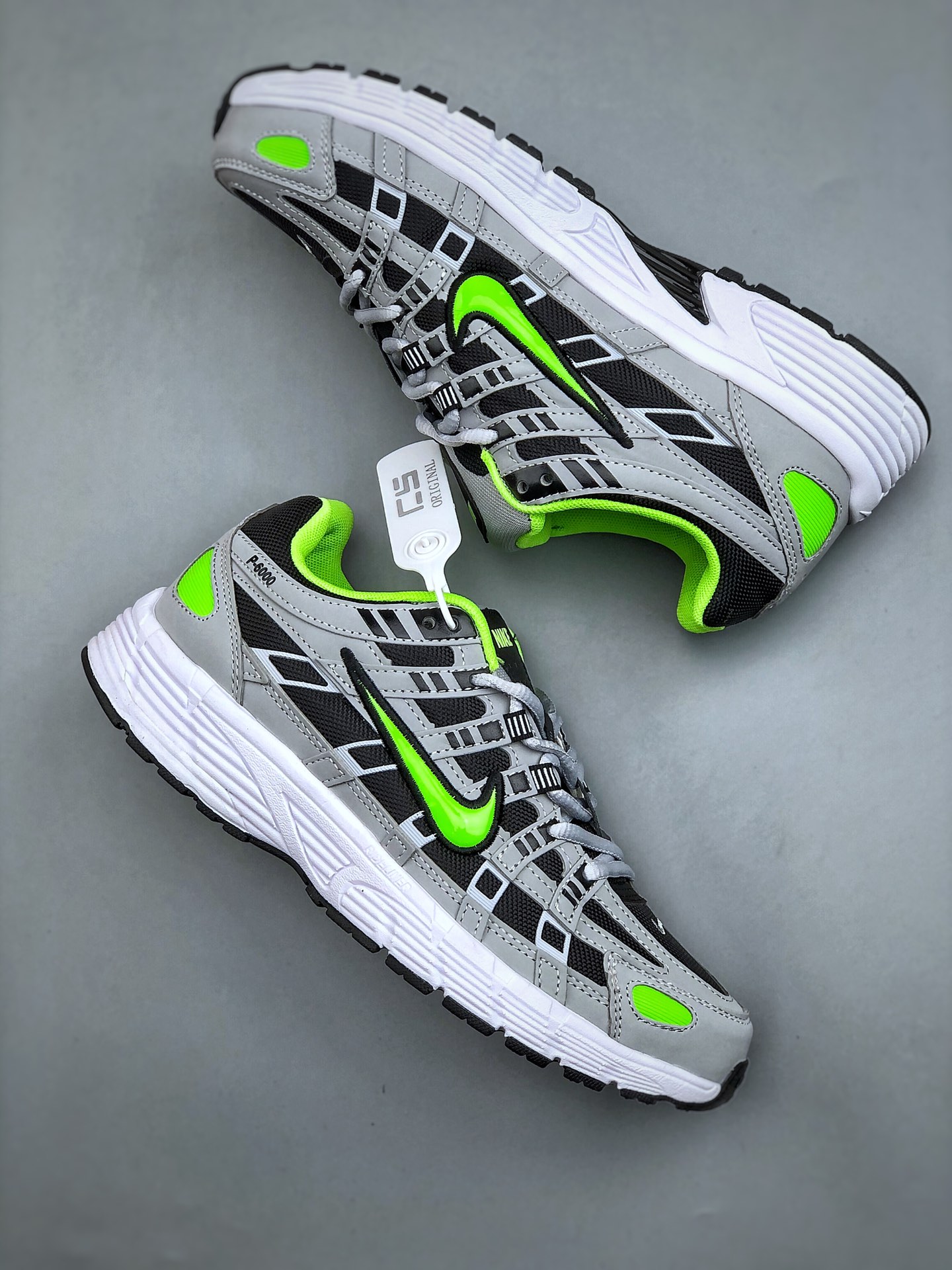 Nike P-6000 Retro Runner — Grey / Black / Neon view 9