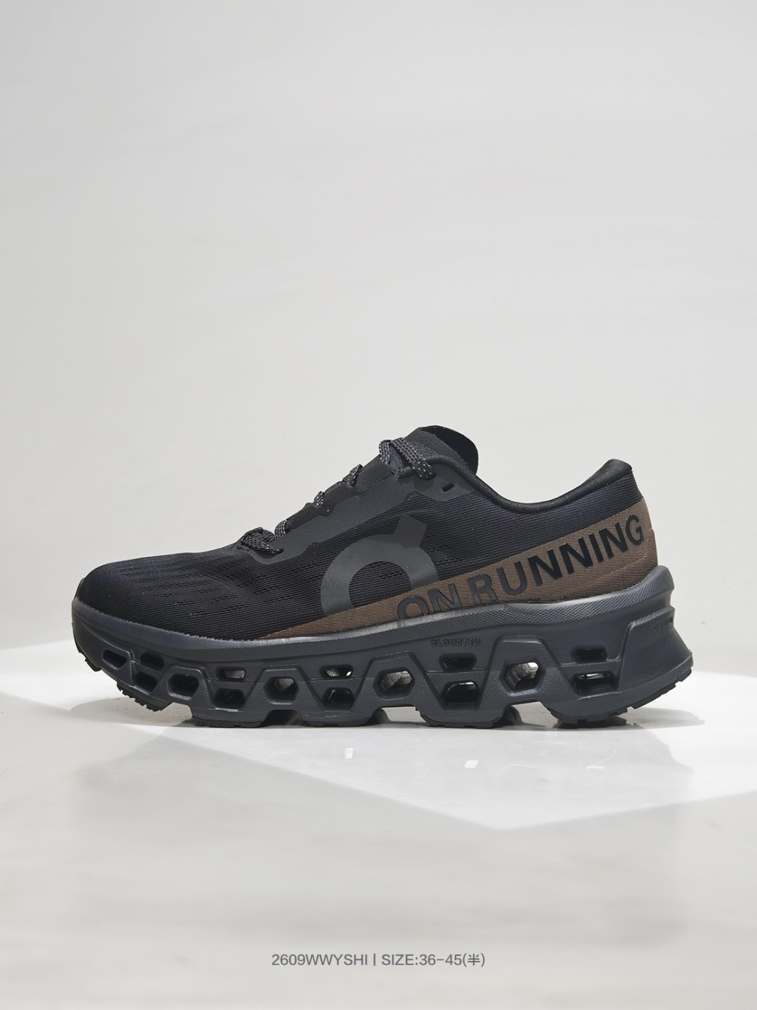 On Cloudmonster 3 — Black / Dark Grey view 1